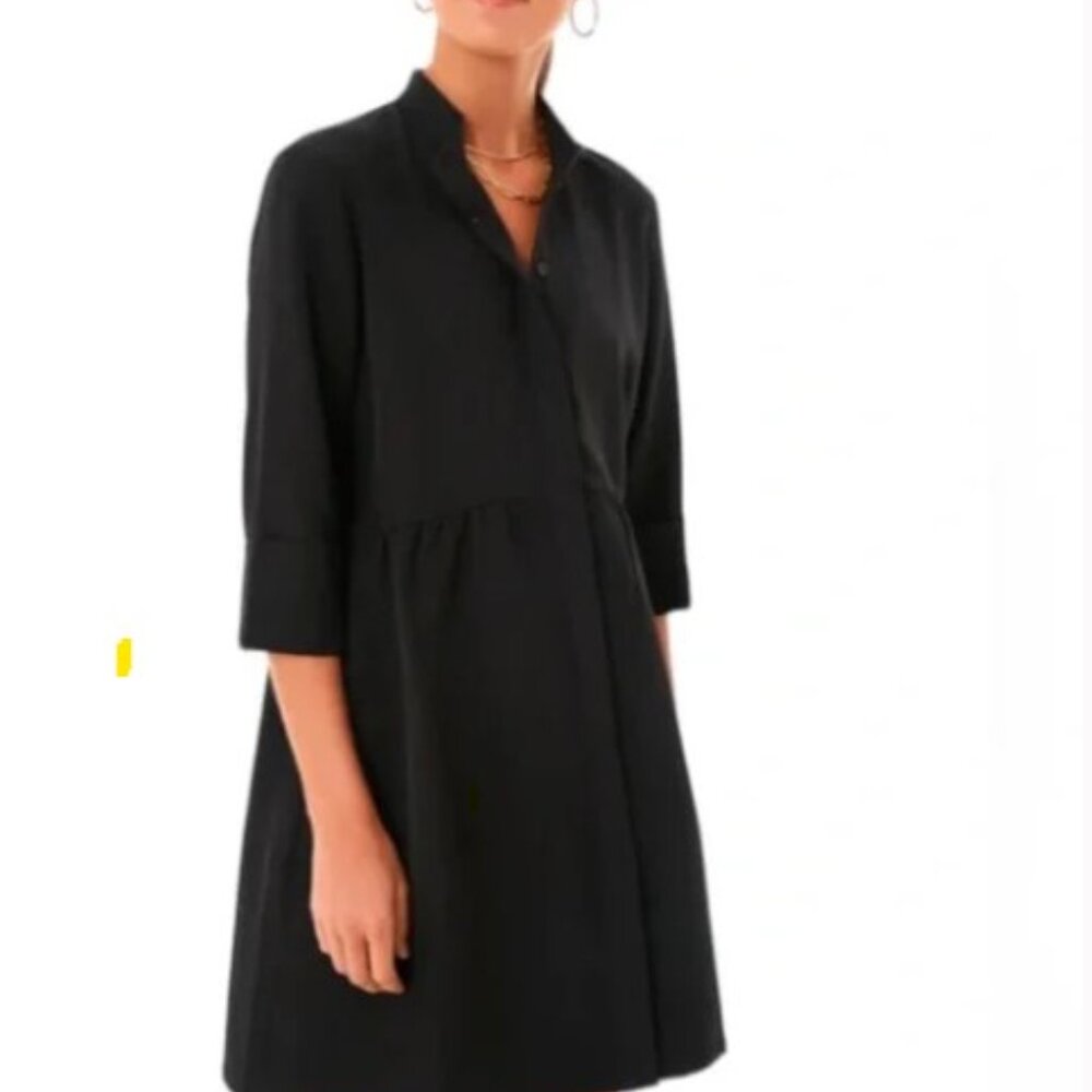 Tuckernuck Black Stretch Crepe Royal Shirt Dress Size Medium Button Up